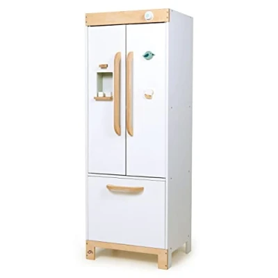Image of Tender Leaf Toys Refrigerator Wood Pretend Play Fridge Freezer Set With Accessories For Children Ages 3+