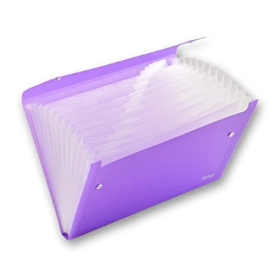 Image of Arpan A4 Expanding File 13 Gusset Pocket Organiser Folder Wallet with Stud Closer for Business, Family, Finance, School, Home, Work, Office, College Case (Purple)