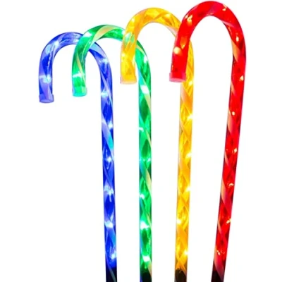Image of Christmas Workshop 4pc 40 LED Candy Cane Stick Stake Lights Colour