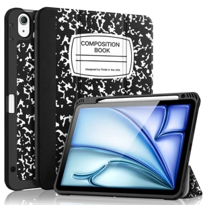 Image of Fintie SlimShell Case for iPad Air 5th Generation (2022) / 4th (2020) 10.9 Inch Flexible Soft TPU Stand Back Cover with Pencil Holder, Auto Sleep/Wake, Composition Book