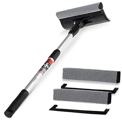 Image of Heyner Telescopic Car Window Squeegee Cleaner XL 70 125cm With 2x Replacement Head Sponge Kit H407510x2