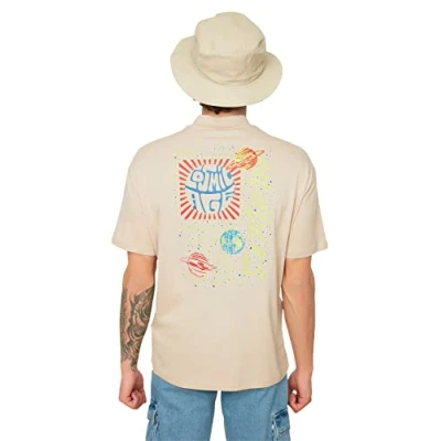 Image of Trendyol Man Young Relaxed Basic Standing Collar Knit T Shirt Stone