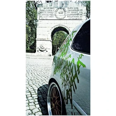 Image of Finest Folia Tuning Film, “Hahaha Graphic Lettering, Large Joker/Batman Sticker, KV029 (Lime Green 063)