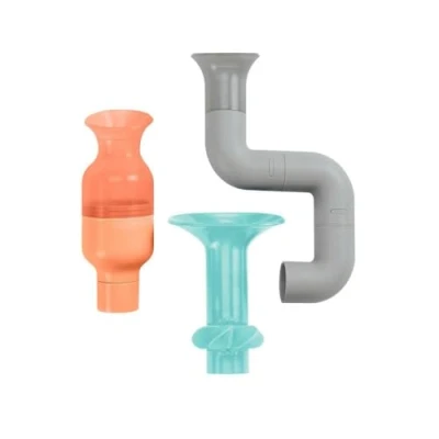 Image of Boon B11380 Building Toy, Accessories for Babies and Toddlers, 3 Multicoloured Water Tubes Bath Time, Suitable 1, 2, 4 Year Olds