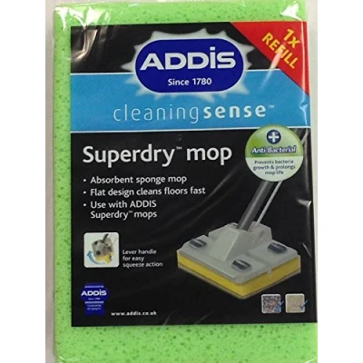 Image of 4 x Addis Superdry Anti Bacterial Flat Sponge Mop Refill Replacement