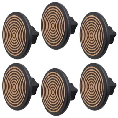 Image of Decoranddecor Mira Spiral Round Cupboard Knob Handle 40mm Diameter Zinc Alloy (Black and Rose, 6 Pack)