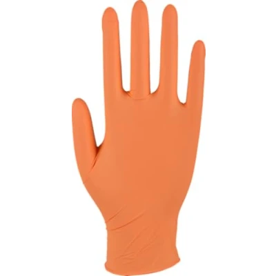 Image of Examination gloves, ABENA Classic Sensitive, M, orange, nitrile, powder free