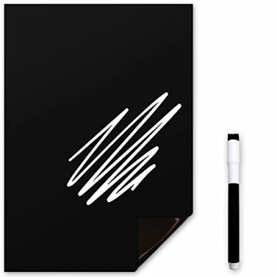 Image of TMS Magnetic Whiteboard for Fridge Kitchen White Board with Dry Wipe Pen Memos, Notes or Reminders use as Notice Board, Weekly Meal Planner to Do List (Black, A3 (42 x 30cm))