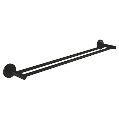 Image of GROHE Start Double Towel Rail (Metal, Concealed Fastening, Including Screws and Dowels, Easy to Fit), Size 654 mm, Matt Black, 412032430