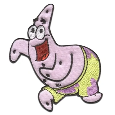 Image of Comercial Mercera Spongebob Squarepants Patrick Embroidered Iron On Patches Adhesive Emblem Stickers Appliques, Size: 5 x 7,1 cm