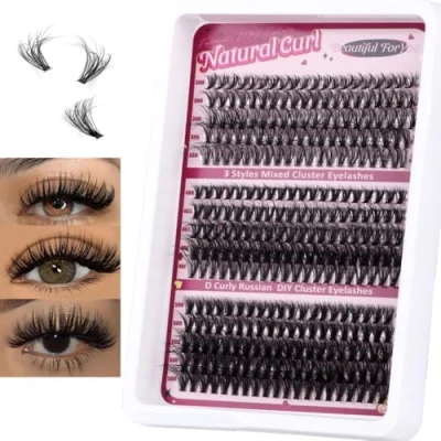 Image of SIISTAS Individual Eyelashes Natural Lash Clusters Wispy Cluster Lashes D Curl Fluffy 10 18mm Eyelash 300pcs Individual Lashes DIY Extensions for Beginners(30+40+50D)