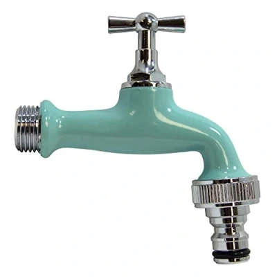 Image of S&amp;M 590221 Aqua Blue Dimmable Garden Faucet with Automatic Hose Outlet COLORTAPS