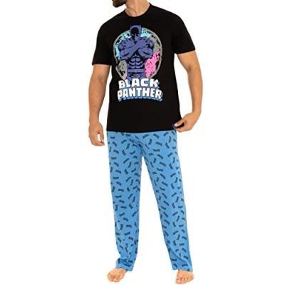 Image of Marvel Mens Pyjamas Black Panther Blue X Large