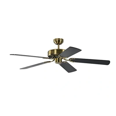Image of Potkuri 52 inch / 132 cm Ceiling Fan without Lights in Antique Brass with Pull Cord and Blades Black