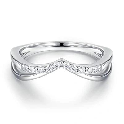 Image of Moissanite Stackable Rings for Women, White Gold Sterling Silver, Created