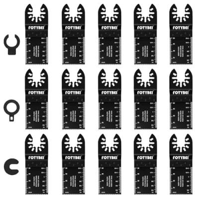 Image of FOTYBEI 15Pcs Oscillating Tool Blades Universal Saw Wood Multitool Quick Release Compatible with Dewalt, Makita, Milwaukee, Ryobi, Rockwell