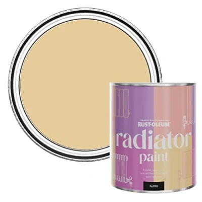 Image of Rust Oleum Yellow Heat Resistant Radiator Paint in Gloss Finish Sandstorm 750ml