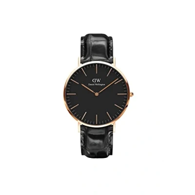 Image of Daniel Wellington Classic Reading, Black/Rose Gold Watch, 40mm, Leather, for Men