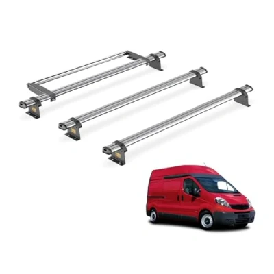 Image of Van Guard Trade Roof Rack for Renault Trafic (2001 2014) 3 Steel Bars &amp; Rear Ladder Roller [Only Suitable High Models] UltiBar SB211 3/VGR 03