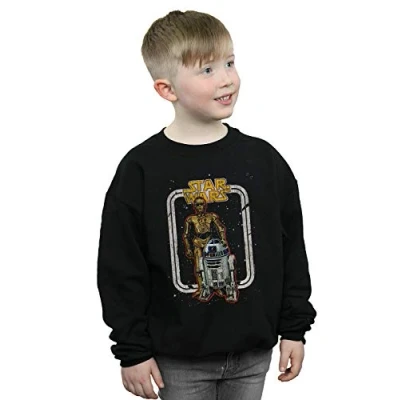 Image of Star Wars Boys R2 D2 and C 3PO Vintage Sweatshirt Black 5 6 Years
