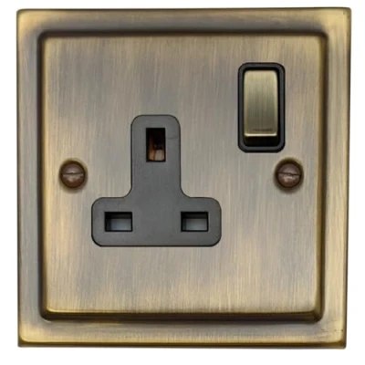 Image of G&amp;H Brassware TAB309 Victorian Antique Brass 13A Switched 1 Gang Single Socket