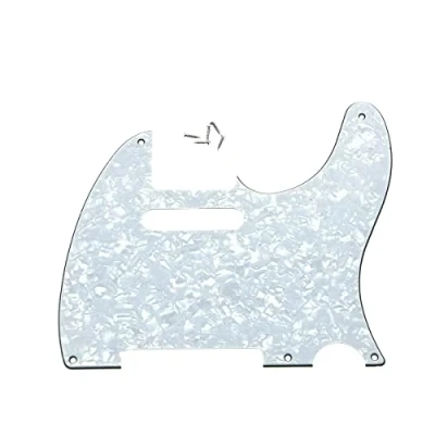Image of KAISH American Vintage 5 Hole Tele Pickguard TL Guitar Pick Guard Scratch Plate for Tele/Telecaster White Pearl