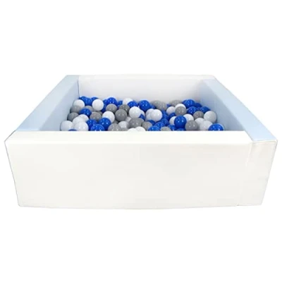 Image of Velinda Soft play ball pit, home indoor, outdoor, pit + 200 balls (Ball pit/balls colour: white, blue (pastel)/white, blue, grey)