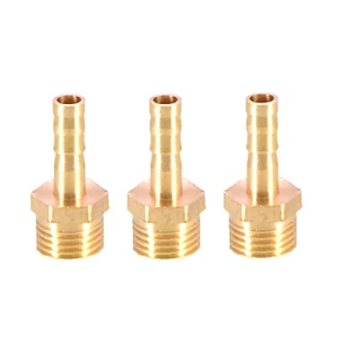 Image of 3PCS Solid Brass Hose Tail Connector Barbed to BSP Male Thread 6mm 1/4 for Air Water Fuel Oil Gas