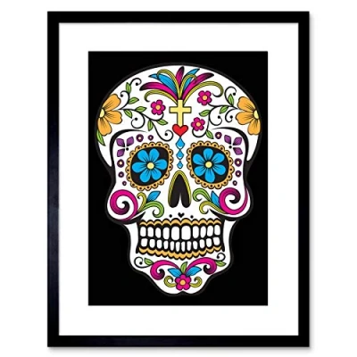 Image of Wee Blue Coo 9x7 &#039;&#039; ILLUSTRATION DECORATIVE SKULL DAY DEAD MEXICO FRAMED ART PRINT F97X426