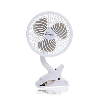 Image of Dreambaby Pram Fan, Caged Stroller Fan for Babies Adjustable Clip On Portable and Convenient Cooling Solution Strollers, Cribs, Table Desk (Batteries not included) (White)