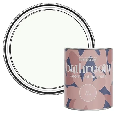 Image of Rust Oleum White Moisture Resistant Bathroom Wood and Cabinet Paint in Matt Finish Still 750ml
