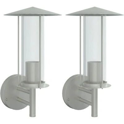 Image of vidaXL Outdoor Wall Lights 2pcs Silver Stainless Steel