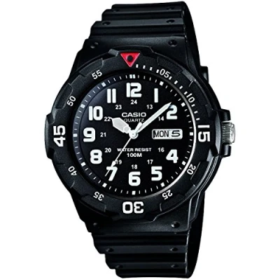 Image of Casio Gents 43.00mm Quartz Watch with Black Analogue dial and Rubber Strap MRW 200H 1BVES