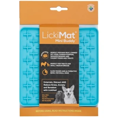 Image of LickiMat Mini Classic Buddy Dog Food Mat, Slow Feeder for Boredom &amp; Anxiety Relief Dogs, Perfect Food, Treats, Yoghurt Peanut Butter, Fun Alternative to a Feeding Bowl, Turquoise