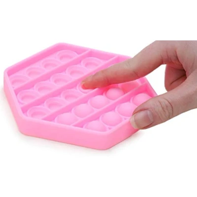 Image of Toyland® Push Bubble Pop &#039;Pop It&#039; Sensory Fidget Toy Many Choices (Hexagone Pink)