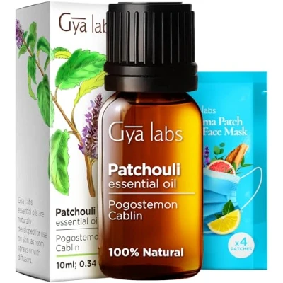 Image of Gya Labs Patchouli Oil for Diffuser &amp; Aromatherapy Natural Essential Skin Body, Perfume Candle Making (10ml)
