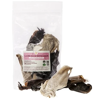 Image of JR Pet Products 100g Lamb Ears With Hair Natural Hypoallergenic Dog Treat Chew Supplied
