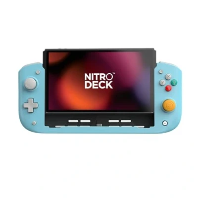 Image of CRKD Nitro Deck Professional Handheld Controller with Zero Stick Drift for Nintendo Switch and OLED (Retro Blue Nostalgia Collection)