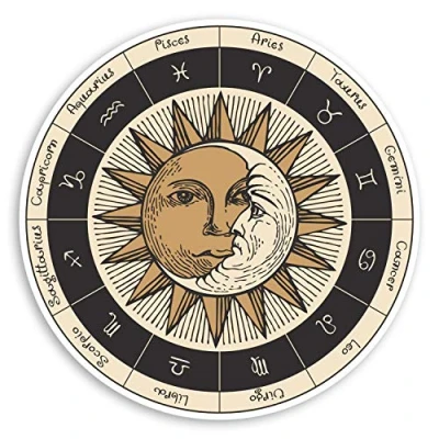 Image of 2 x 10cm Zodiac Signs Sun Moon Vinyl Stickers Laptop Luggage Sticker #34330 (10cm Wide)