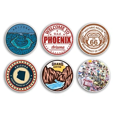 Image of 6 x 10cm Arizona Vinyl Stickers Phoenix US State America Travel Map Flag Holiday Luggage Design Gift #78830