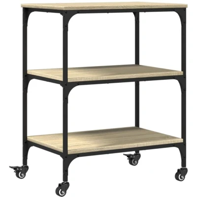 Image of vidaXL Kitchen Trolley Sonoma Oak 60x41x76 cm Engineered Wood