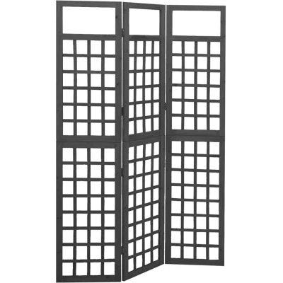 Image of vidaXL 3 Panel Room Divider/Trellis Solid Fir Wood Black 121x180 cm