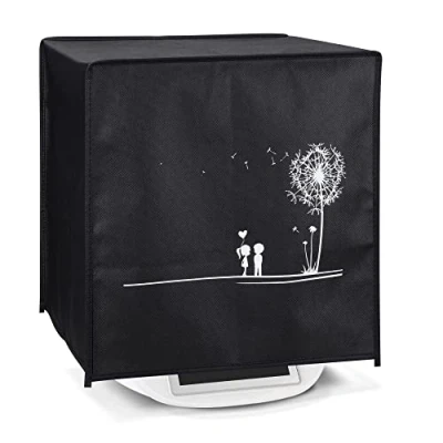 Image of kwmobile Cover Compatible with Thermomix TM5 / TM6 Plastic Case for Kitchen Mixer White/Black Dandelion Love