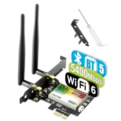 Image of WiFi Card, Ubit AX/AC 6e Card Dual Band 5400 Mbps AX210N PCIE Bluetooth WLAN Network with 5.2 MU MIMO OFDMA Ultra Low Latency, Support WIN 10/11