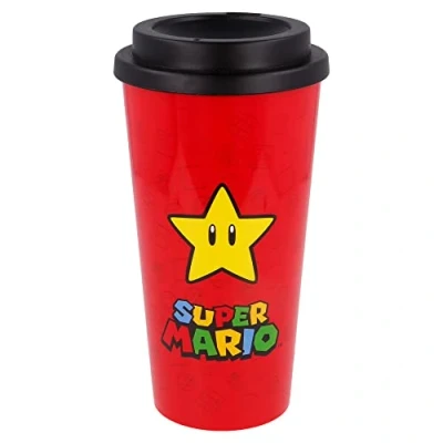 Image of STOR Super Mario 520ML ESTRELLY Thermos Glass Multicolored Coffee Cup Standard Size Kids Water Bottle for All Fans