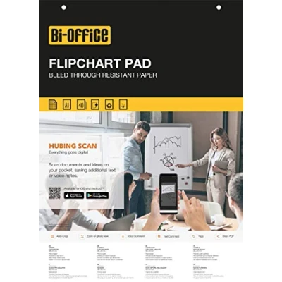 Image of Bi Office Flipchart Pad, Gridded, 40 sheets 60 gr/m² paper, A1 [Pack of 5]