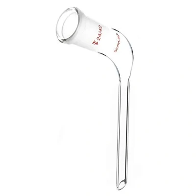 Image of stonylab Glass 105 Degree Angle Distillation Adapter, Borosilicate Bent Adapter with 24/40 Outer Joint and 100 mm Tapered Drip Tube for Laboratory Lab Supply