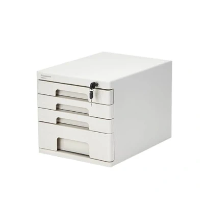 Image of REBCACE Filing Cabinet Office Desktop 4 Drawers File Storage Box Lockable Bookcase,White