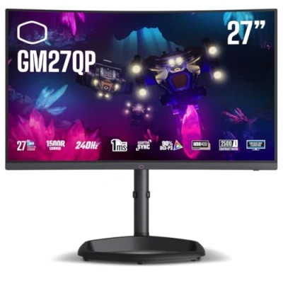 Image of COOLER MASTER CMI GM27QP EK Quad HD 27&quot; Curved VA LCD Gaming Monitor Black, Black
