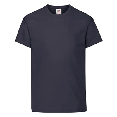 Image of Fruit of the Loom Unisex Kids Original Crew Neck Short Sleeve T Shirt, Blue (Deep Navy), 14 15 Years (Manufacturer Size: 164)